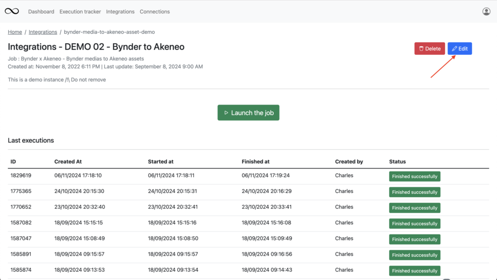 Connect Platform Integration - Edit