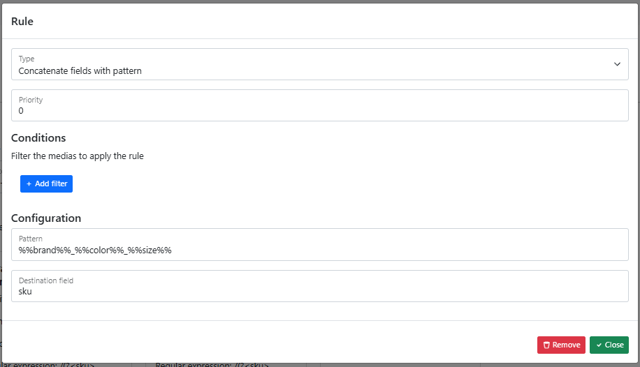 Bynder rules concatenation