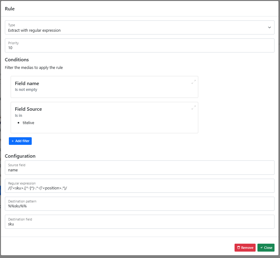Bynder Regex rules configuration