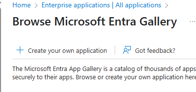 Azure create new Application
