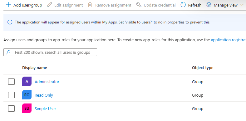 Azure user group creation