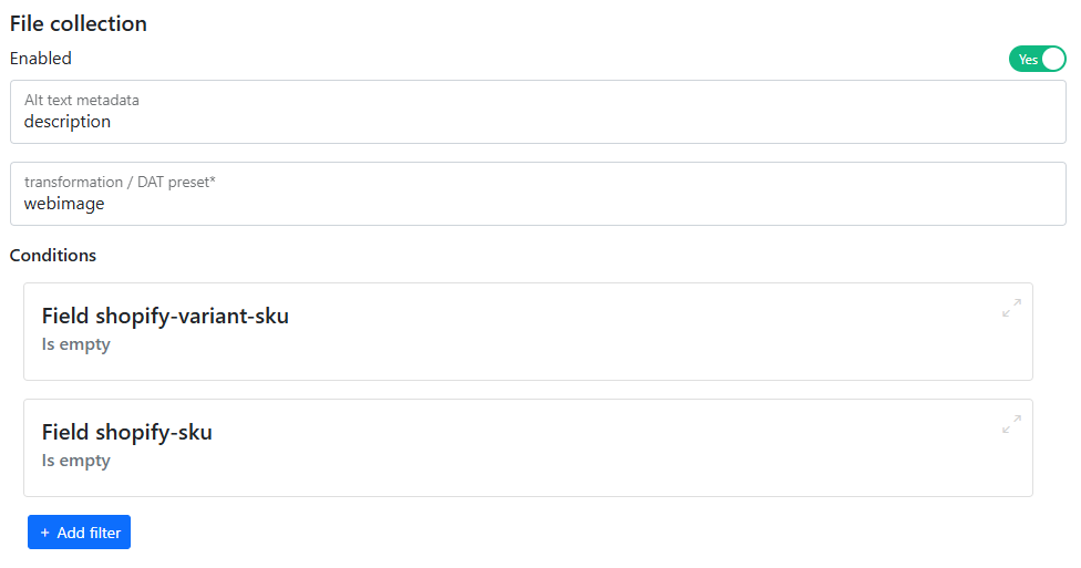 Bynder x Shopify - File collection mappings