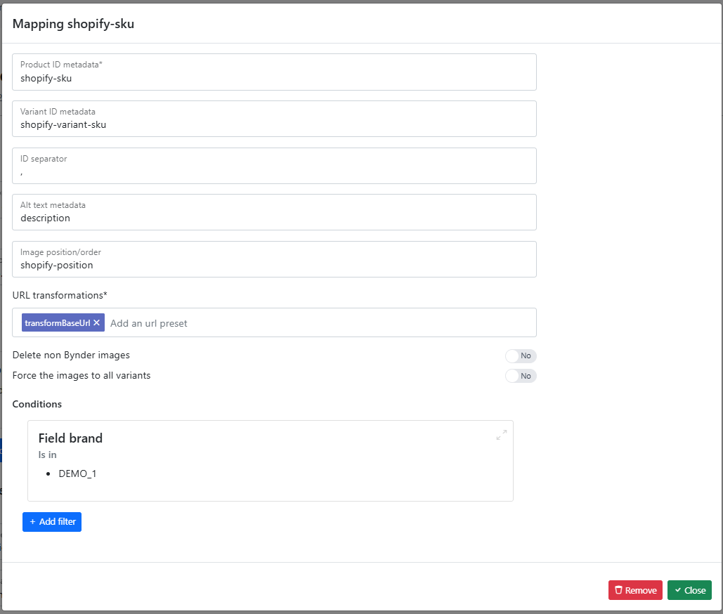 Bynder x Shopify - Product mappings - Fields
