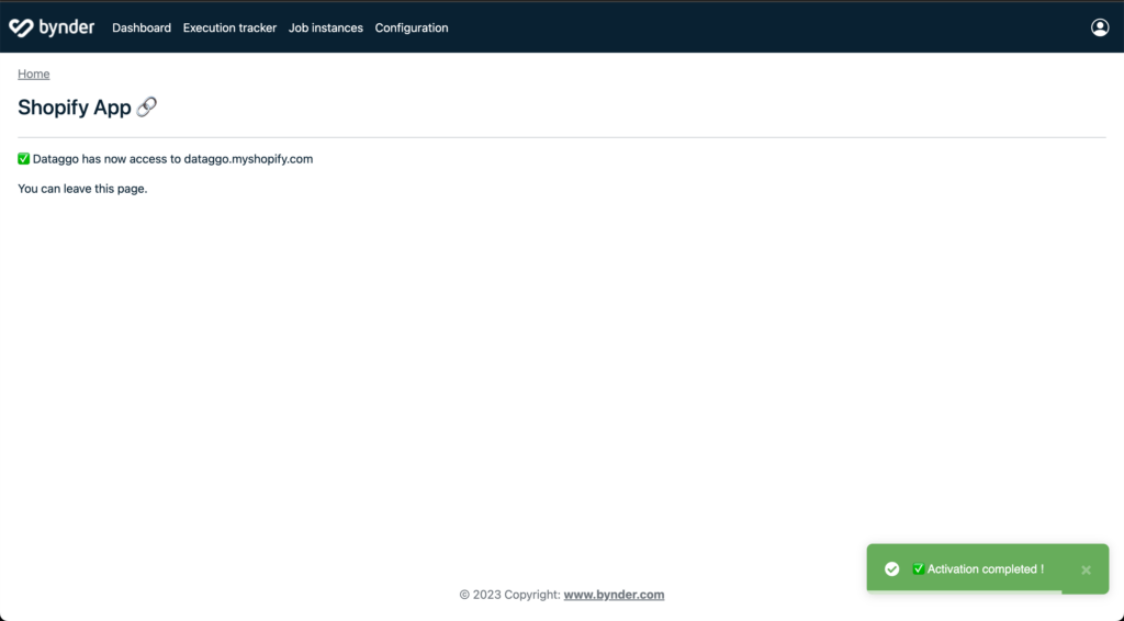 Shopify app final step